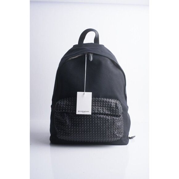 GIVENCHY Unisex Bookbag CI Back Pack Black Large Studded Canvas Leather NWT main image 7